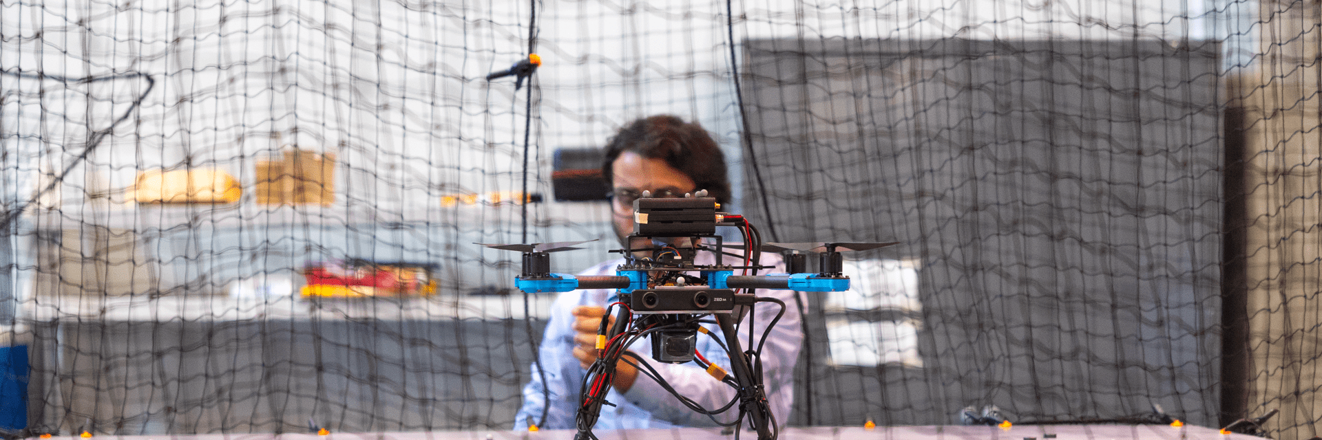Student with UAV in IDEA Factory Lab